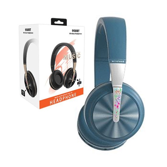 Wireless Hifi Stereo Headphones 958BT with LED Blue